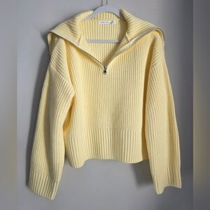 NWT ALTAR'D STATE Buttercream Yellow Half-Zip Sweater XL